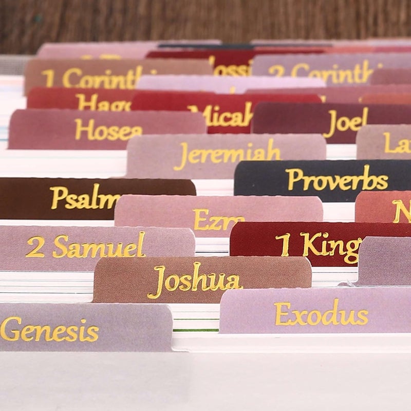 thinkor Laminated & Repostion Bible Tabs, Gold Foil Large Print Christian Gift for Women and Men, Easy to Read and Apply Bible Journaling Tabs (Gold Earth Tone) - Image 2
